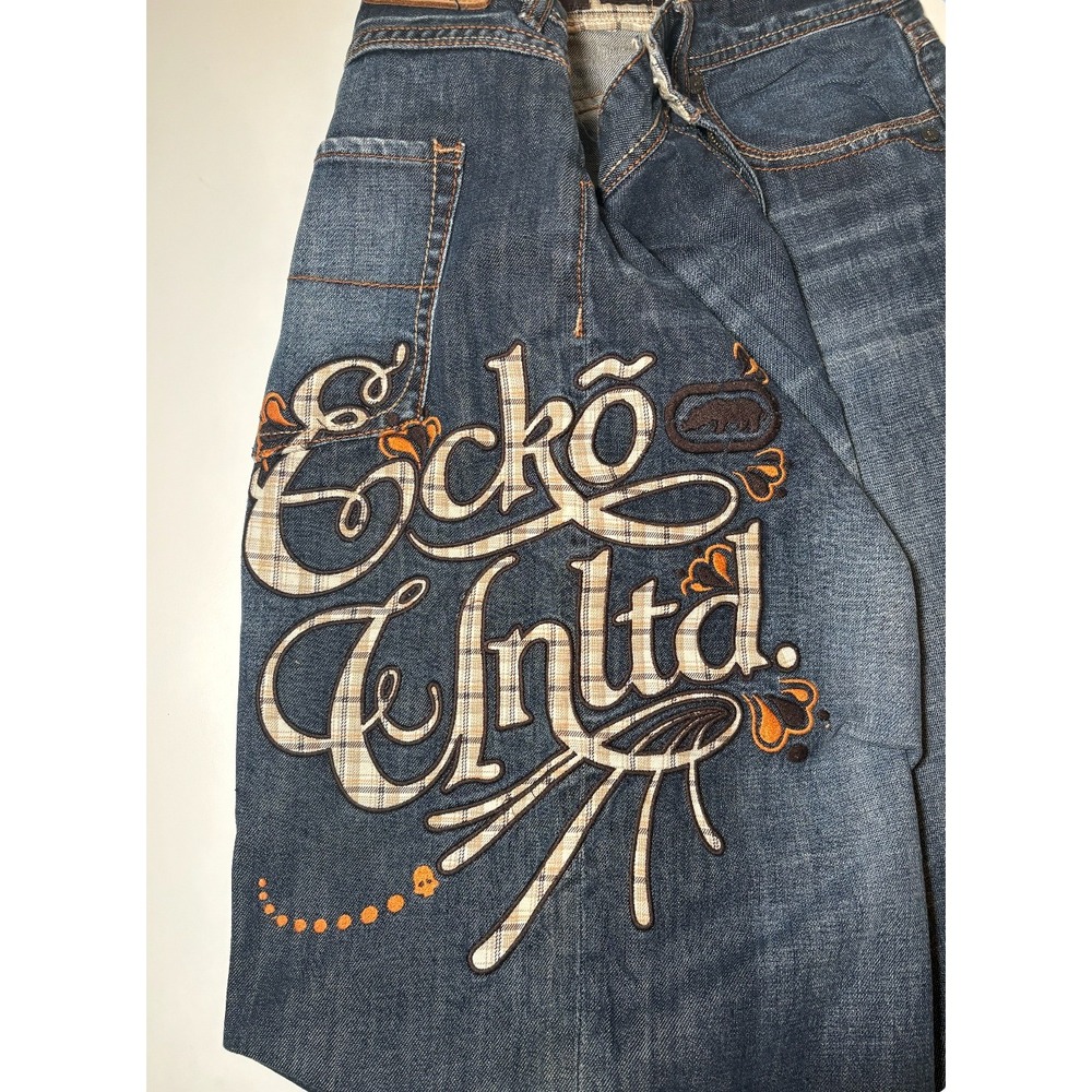 Vintage Y2K Ecko Unltd Men's Embroidered Logo Denim Shorts | Size 40